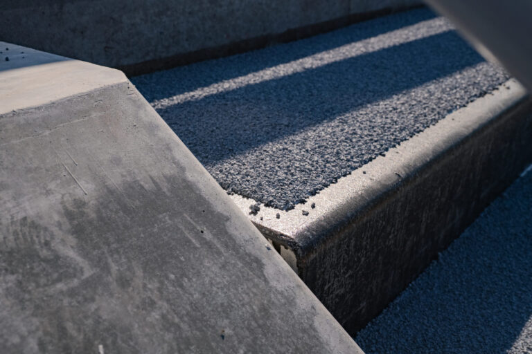 Close-up van de slijtlaag op de trap