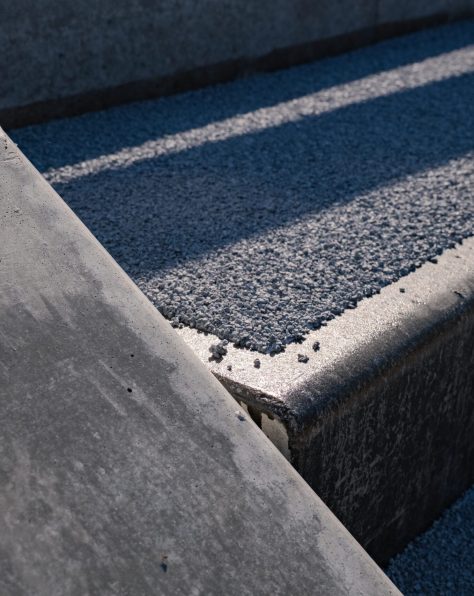 Close-up van de slijtlaag op de trap